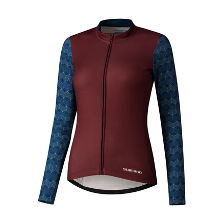 SHIMANO Damen-Trikot KAEDE PRINTED LONG weinrot/navy