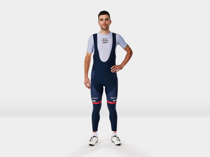 Bontrager Santini Trek-Segafredo Team Replica Training lange Hose mit Hosenträgern blau Bontrager Santini Trek-Segafredo Team Replica Training lange Hose mit Hosenträgern blau